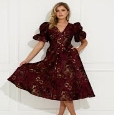 CALLIE METALLIC FULL SKIRT MIDI DRESS - OXBLOOD – 8thsign